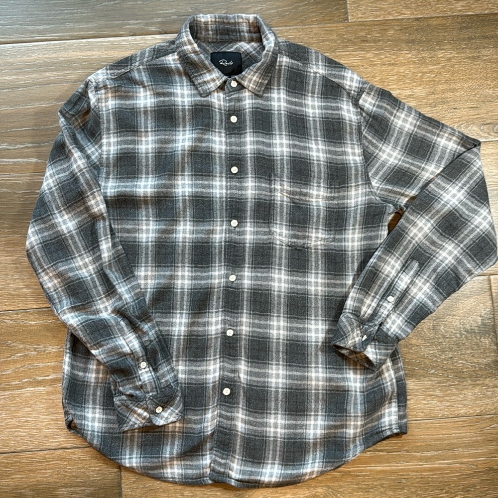 Rails mens Brushed Lennox charcoal/heather grey/cream sz medium